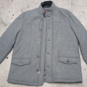 Tasso Elba Gray Military Field Jacket with Quilted Design